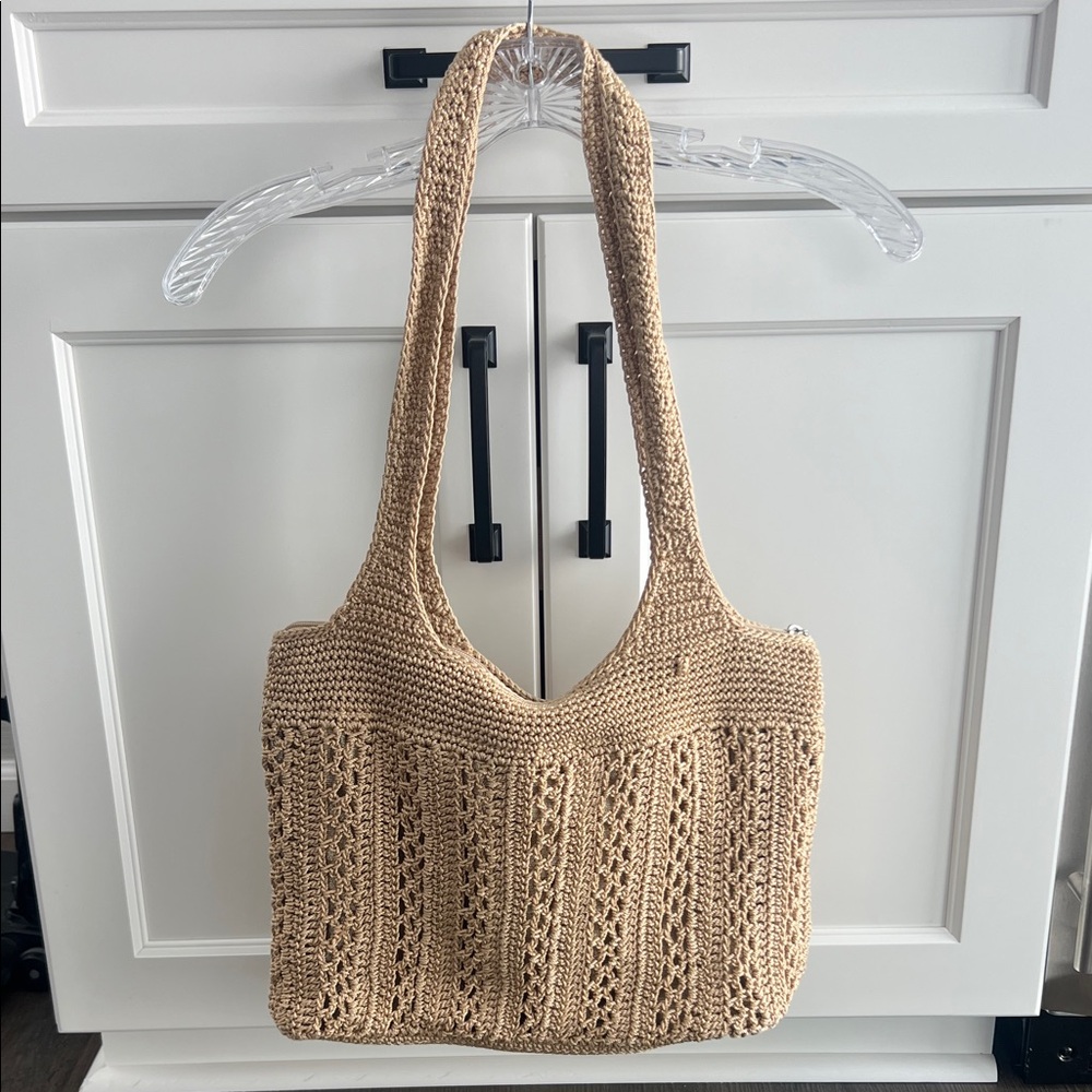 ✨ The Sak Tan Crochet Hobo Shoulder Bag Slouchy Boho Purse ✨